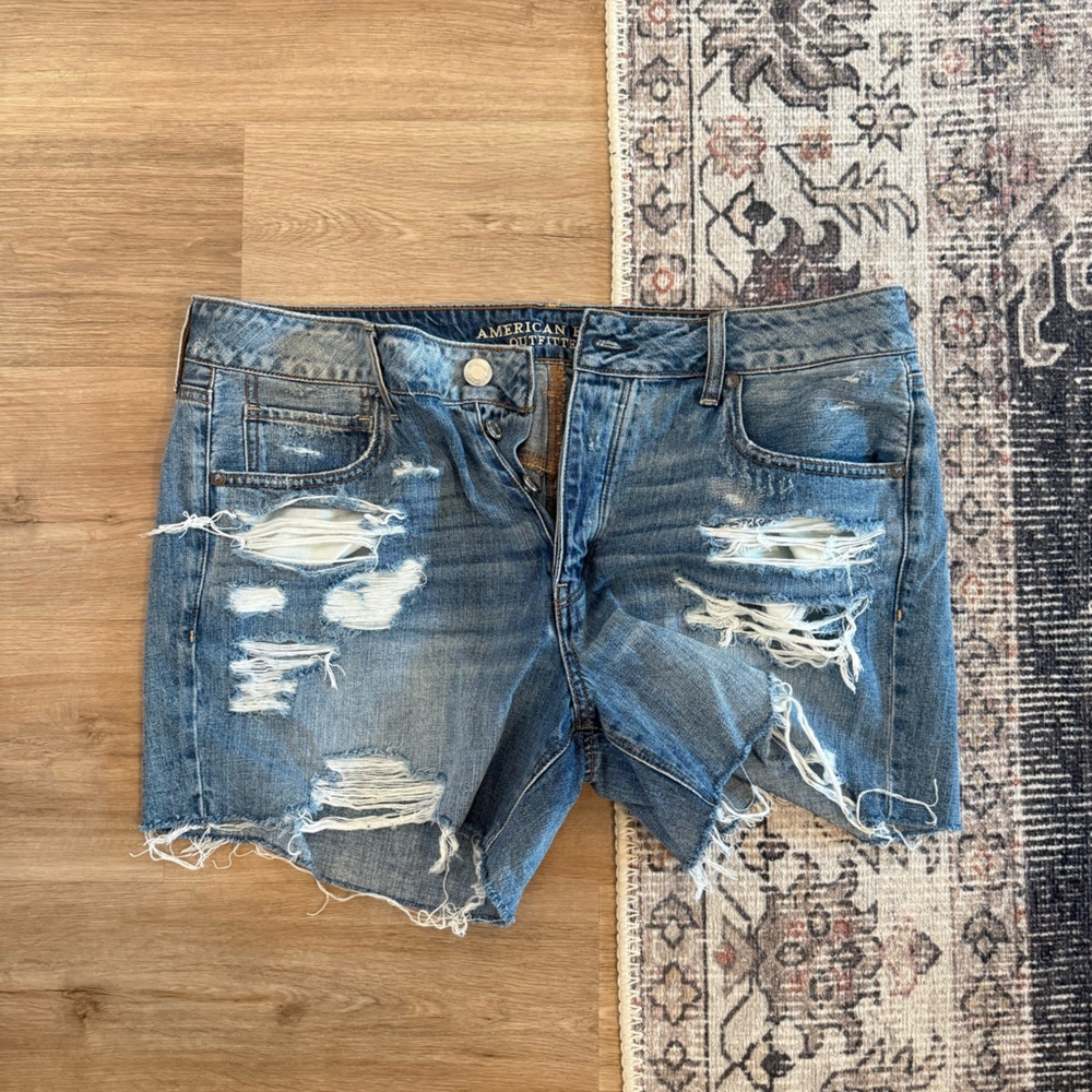 American Eagle Outfitters Distressed Blue Denim Shorts